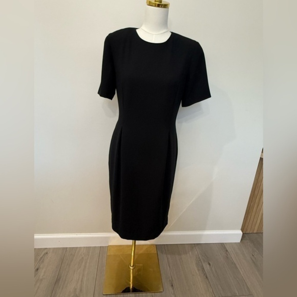Worthington Black Sheath Midi Dress Size 8 Minimalist Office Quiet Luxury